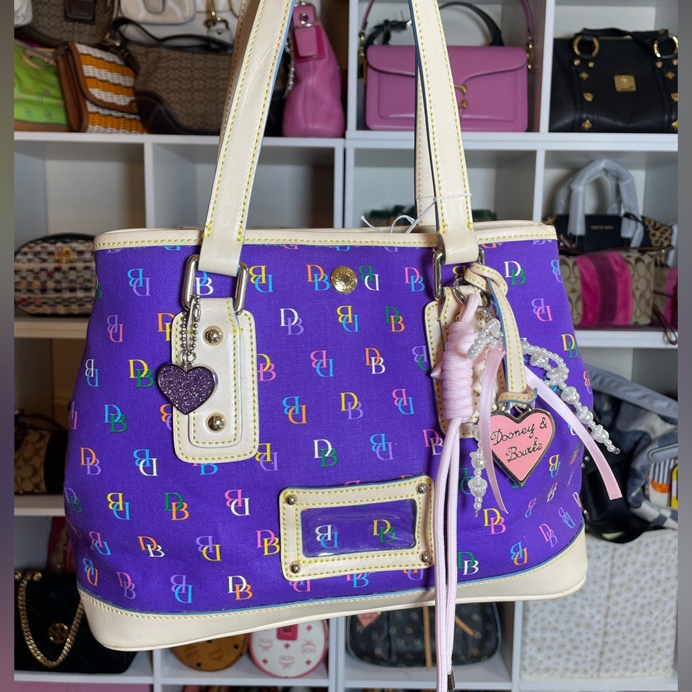 Dooney & Bourke Rare Y2K Grape Purple Rainbow Monogram IT Shoulder Bag NWT🌈 💕✨